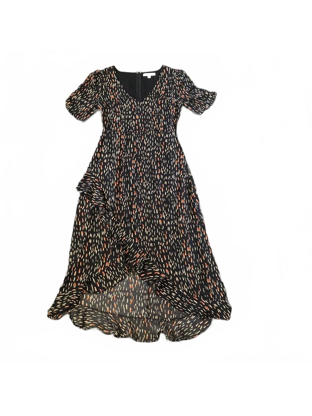 Cloud Ten Black Printed Midi Dress Size Small